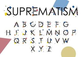 suprematismo del alfabeto compuesto por formas geométricas simples, en estilo suprematismo, inspirado en pinturas de kazimir malevich y wassily kandinsky vector