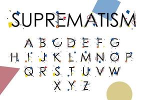 Alphabet SUPPREMATISM made up of simple geometric shapes, in Suprematism style, inspired by paintings of  Kazimir Malevich and  Wassily Kandinsky vector