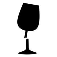 el mango de una copa de vino rota sobre un fondo blanco. ideal para logotipos de vidrios rotos. silueta vectorial vector