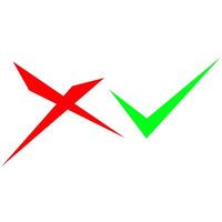 icono de lista de verificación verde y rojo sobre un fondo blanco. bueno para comprobar vector