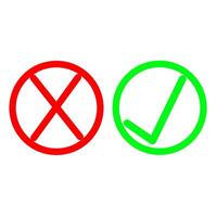 Set of tick icons on a white background. Green and red are great for true and false checking logos. Vector