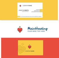 Beautiful Heart rate Logo and business card vertical Design Vector