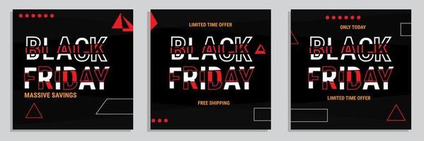 Black Friday Sale square banner template for social media posts, mobile apps, banners design, web or internet ads. Trendy abstract square template with geometric shape. Eps10 Vector