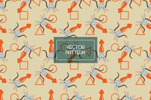 Geometric shapes with squid sea creature abstract vector seamless repeat pattern