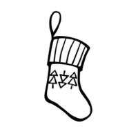 calcetín de navidad doodle dibujado a mano ilustración vector