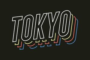 nuevo mejor diseño de camiseta de tipografía de tokio con efecto de texto de stock colorido profesional para imprimir vector