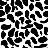 Seamless pattern with large cow spots. Mosaic and terrazzo texture. Cow seamless pattern. Vector long abstract background with repeated hand drawn black stains on a white background.