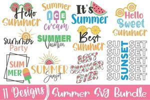 Best summer quote colorful svg cut files typography tshirt design bundle vector