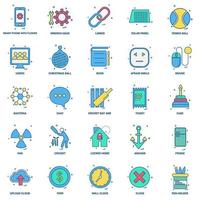 25 conjunto de iconos de color plano de mezcla de concepto de negocio vector