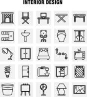 Interior Design Line Icons Set For Infographics Mobile UXUI Kit And Print Design Include Iron Electronics Home Appliances Electronics Items Bath Tub Eps 10 Vector