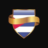 Cuba flag Golden badge design vector