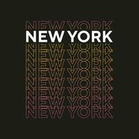 diseño de camiseta de tipografía profesional de efecto de texto simple degradado de nueva york para imprimir vector