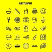 Restaurant Line Icons Set For Infographics Mobile UXUI Kit And Print Design Include Carrot Food Vegetable Meal Bottle Food Meal Mustard Eps 10 Vector