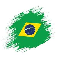 Flat grunge texture abstract Brazil flag vector