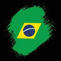 New Brazil hand paint grunge flag vector