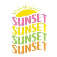 simple mejores citas de verano puesta de sol colorido texto ondulado efecto tipografía svg archivos recortados diseño de camiseta vector