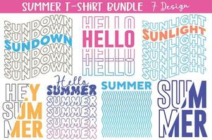 New gradient wavy summer quotes stock text effect typography tshirt design bundle vector