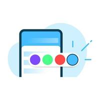 personalizado, cambiar el tema de color en la ilustración del concepto de aplicación móvil diseño plano vector eps10. elemento gráfico moderno para página de inicio, interfaz de usuario de estado vacío, infografía, icono