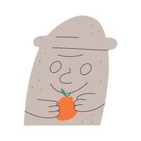 punto de referencia de la isla coreana de jeju - estatua de piedra con dekopon, ilustración vectorial plana aislada en fondo blanco. estatua de dol hareubang sosteniendo mandarina o naranja. vector