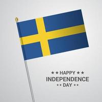 Sweden Independence day typographic design with flag vector