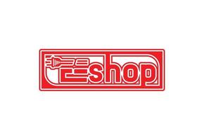 E shop logo and sticker design template vector