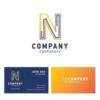 N company logo design with visiting card vector