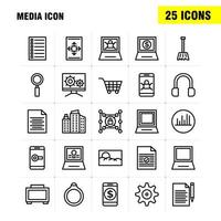 iconos de línea de iconos de medios establecidos para infografías kit uxui móvil y diseño de impresión incluyen imagen de herramienta de reproductor de medios móviles vector de conjunto de iconos de imagen de trama de medios