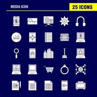 Media Icon Solid Glyph Icons Set For Infographics Mobile UXUI Kit And Print Design Include Mobile Media Player Tool Image Media Raster Picture Icon Set Vector