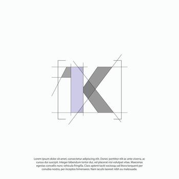 Modern and abstract Alphabet letters Initials Monogram Simple Logo K1, 1K sketch concept for architect logo design vector
