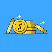 ilustración de vector de moneda de dinero. moneda de oro con ilustración de dibujos animados de icono de dólar