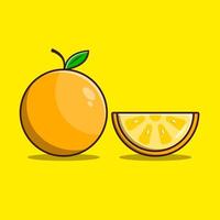 ilustración de vector de fruta naranja. rebanada de ilustración de fruta naranja. naranja en diseño de estilo de dibujos animados