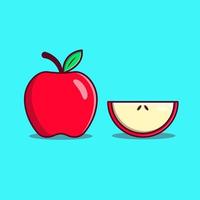 ilustración vectorial de manzana. rebanada de ilustración de manzana en estilo de dibujos animados vector