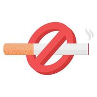 Cigarette icon flat line No Smoking Sign vector