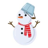 Snowman with hat and scarf vector