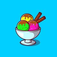 Ice cream cup illustration. Colorful ice cream with cup illustration vector