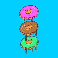 ilustración de donut en estilo de dibujos animados. conjunto de vector de icono de donut. vector de diseño de icono de donuts