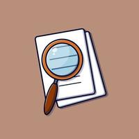 Magnifying glass icon vector. Search icon with magnifying glass and paper vector