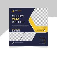 Modern villa home for sale real estate square social media post template vector