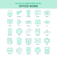 25 Green Office work Icon set