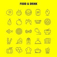 iconos de línea de alimentos y bebidas establecidos para infografías kit uxui móvil y diseño de impresión incluyen pan comida pan helado comida comer icono conjunto vector