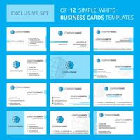 Set of 12 Clock Creative Busienss Card Template Editable Creative logo and Visiting card background vector