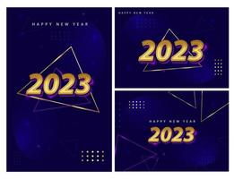 set of happy new year 2023 greeting background vector