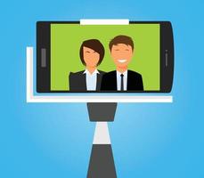 Taking Selfie Photo on Smart Phone. vector flat design