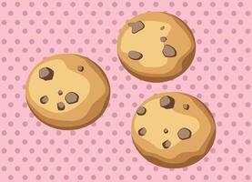 chocolate chip cookies with pink background vector