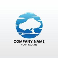 inspiring silhouette blue tree logo template vector