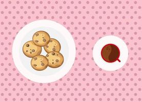 las galletas con chispas de chocolate son el mejor acompañante para comer juntos vector