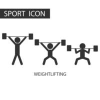 3 black pictogram of Weight lifting set. Kinds of sports, Pictogram sport set. vector