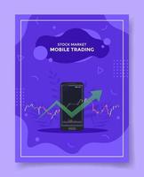 mobile stock market trading concept for template of banners, flyer, books, and magazine cover vector