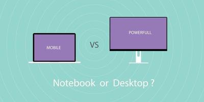 comparación entre notebook o laptop con computadora de escritorio vector