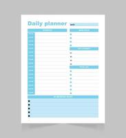 Minimalist daily planner page template. Blank white notepad page. vector